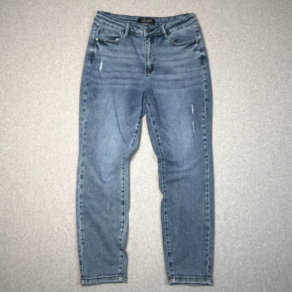 Judy Blue High Rise Skinny Jeans Medium Wash Distressed JB88617 Size 9/29